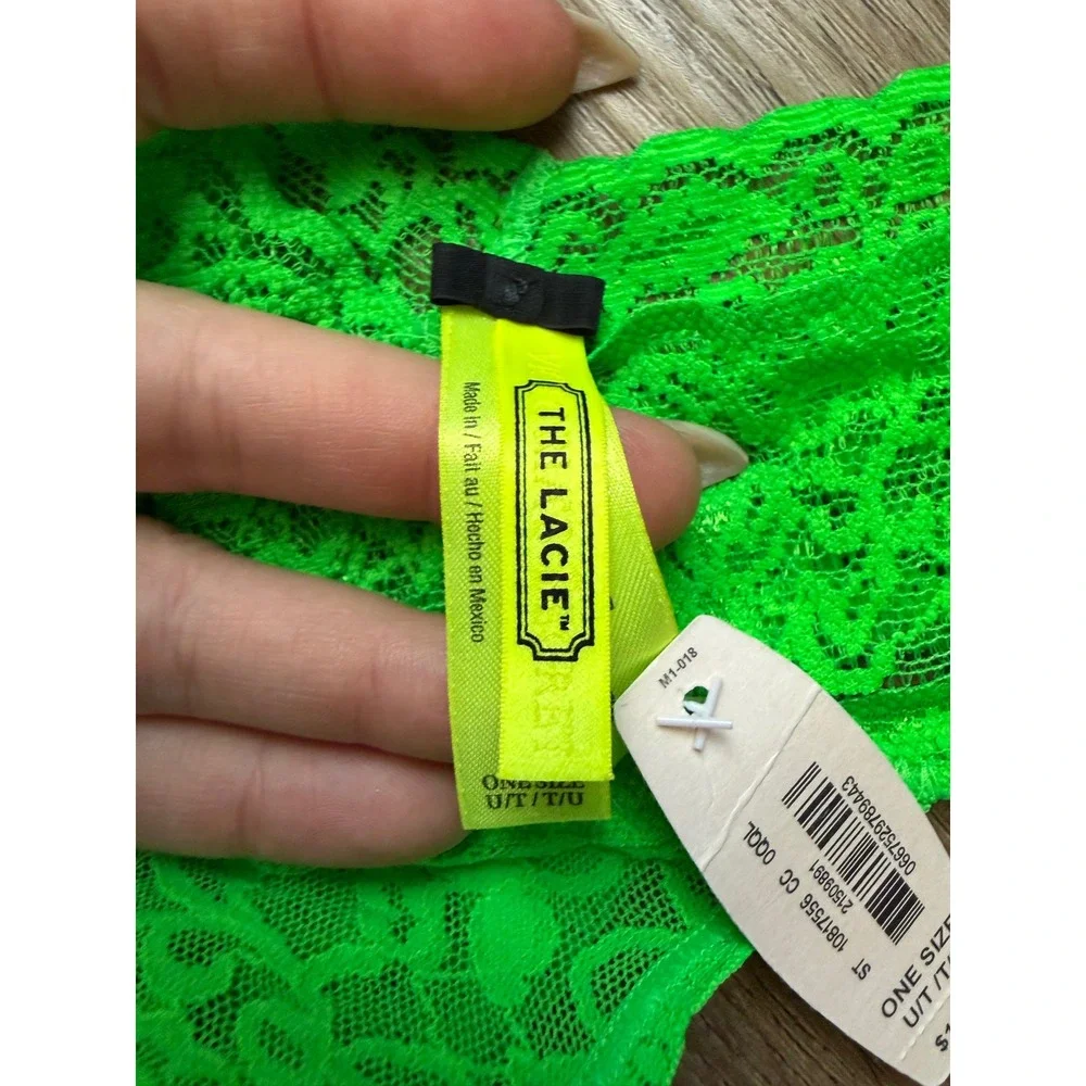 Victoria's Secret Rare 2012 Panty Bundle Neon Green Lace Rhinestone Heart Lace L